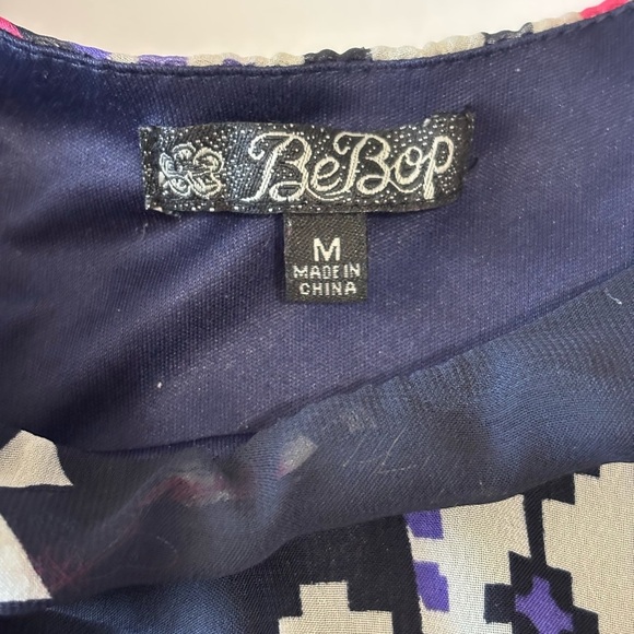 BeBop Sleeveless Aztec Print Mini Dress Navy Blue Lined Women’s Medium - Picture 10 of 12